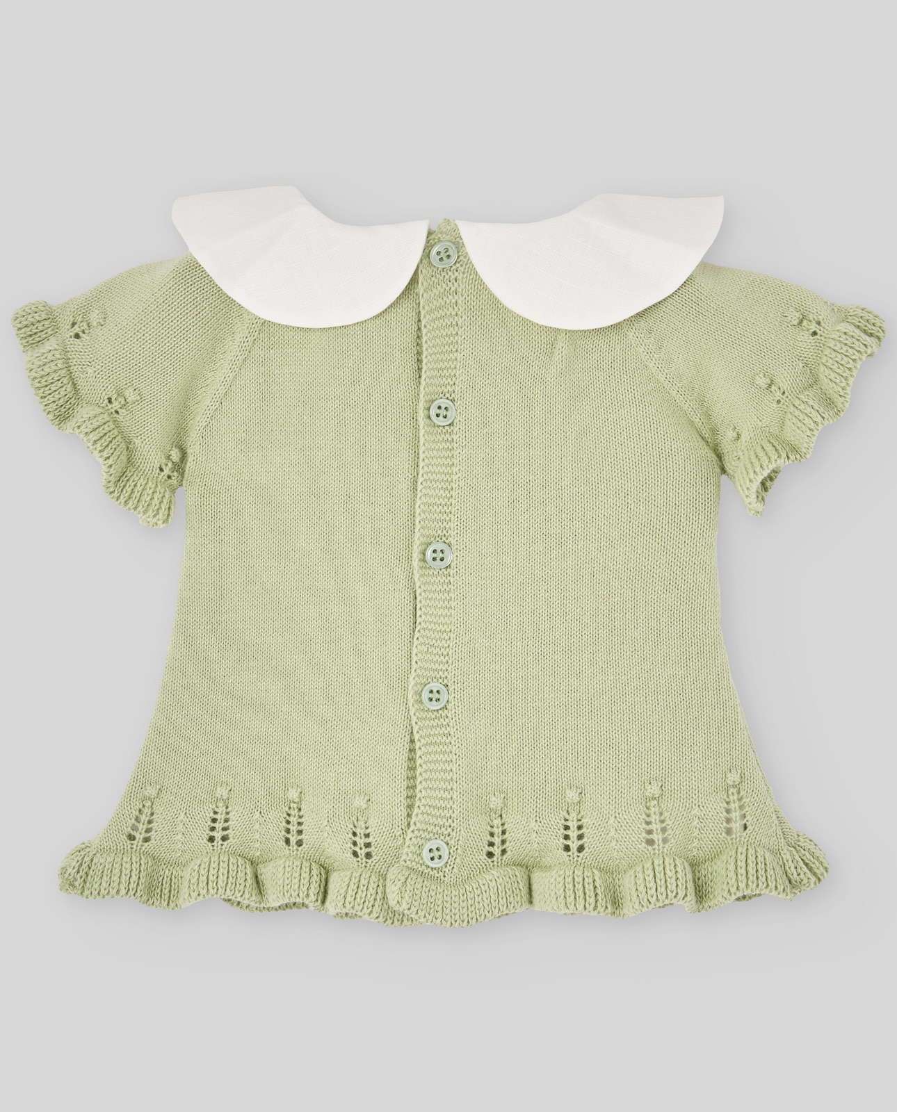 Camisola para Bebé com Bordado de Flores Pequenas Coleção Frescura PAZ Rodríguez Verde-claro-2