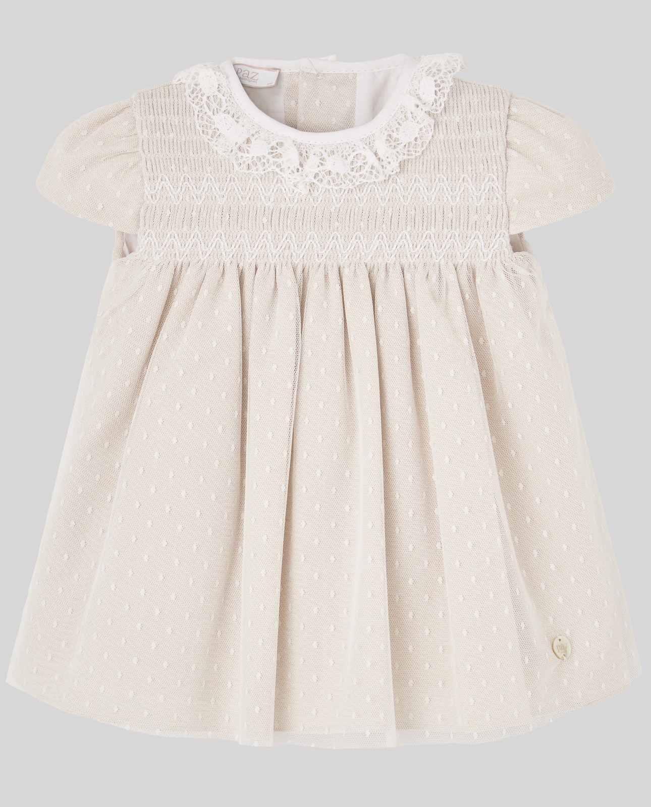 Vestido Infantil de Tule Plumeti Coleção Nectar PAZ Rodríguez Natural-1