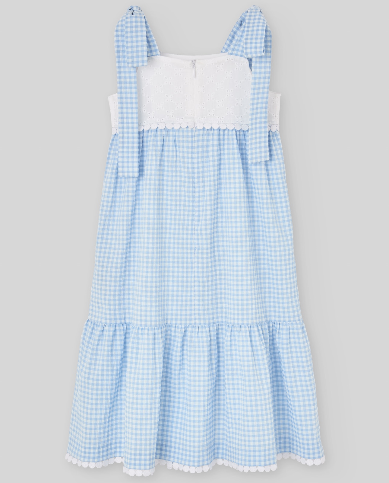 Vestido Infantil com Laçadas nas Alças e Bordado Coleção Ánade PAZ Rodríguez Azul-celeste-2
