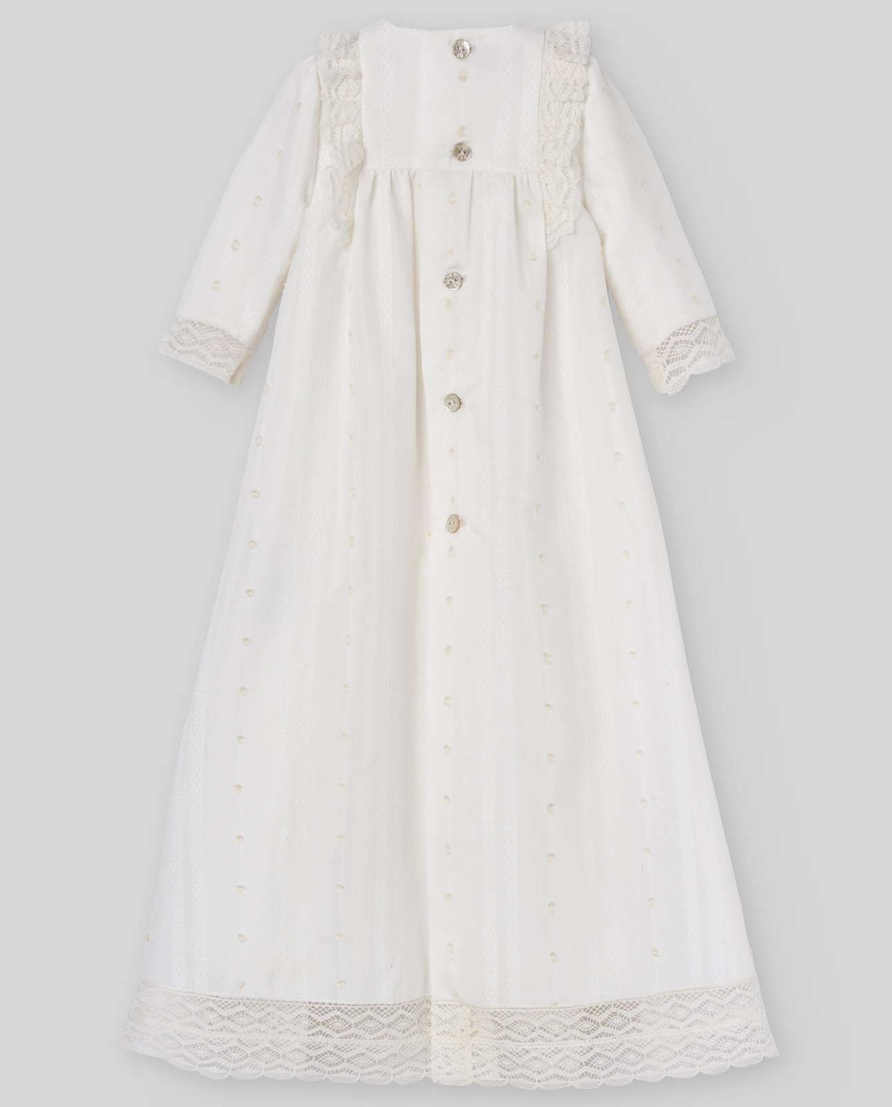 Vestido de Bebé para Batizado com Bordados e Rendas Coleção Paz Cru-2