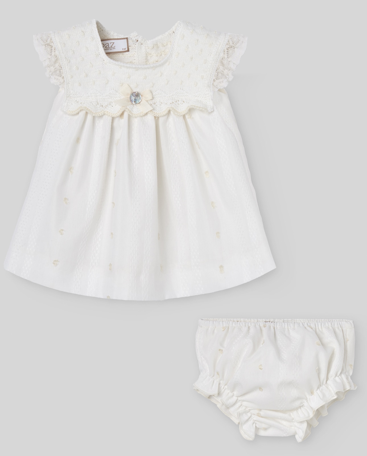 Imagem 0 de Conjunto de Vestido Curto com Cueca para Bebé Coleção Paz