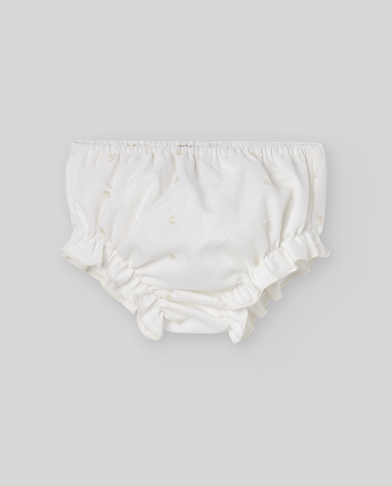 Conjunto de Vestido Curto com Cueca para Bebé Coleção Paz Cru-3