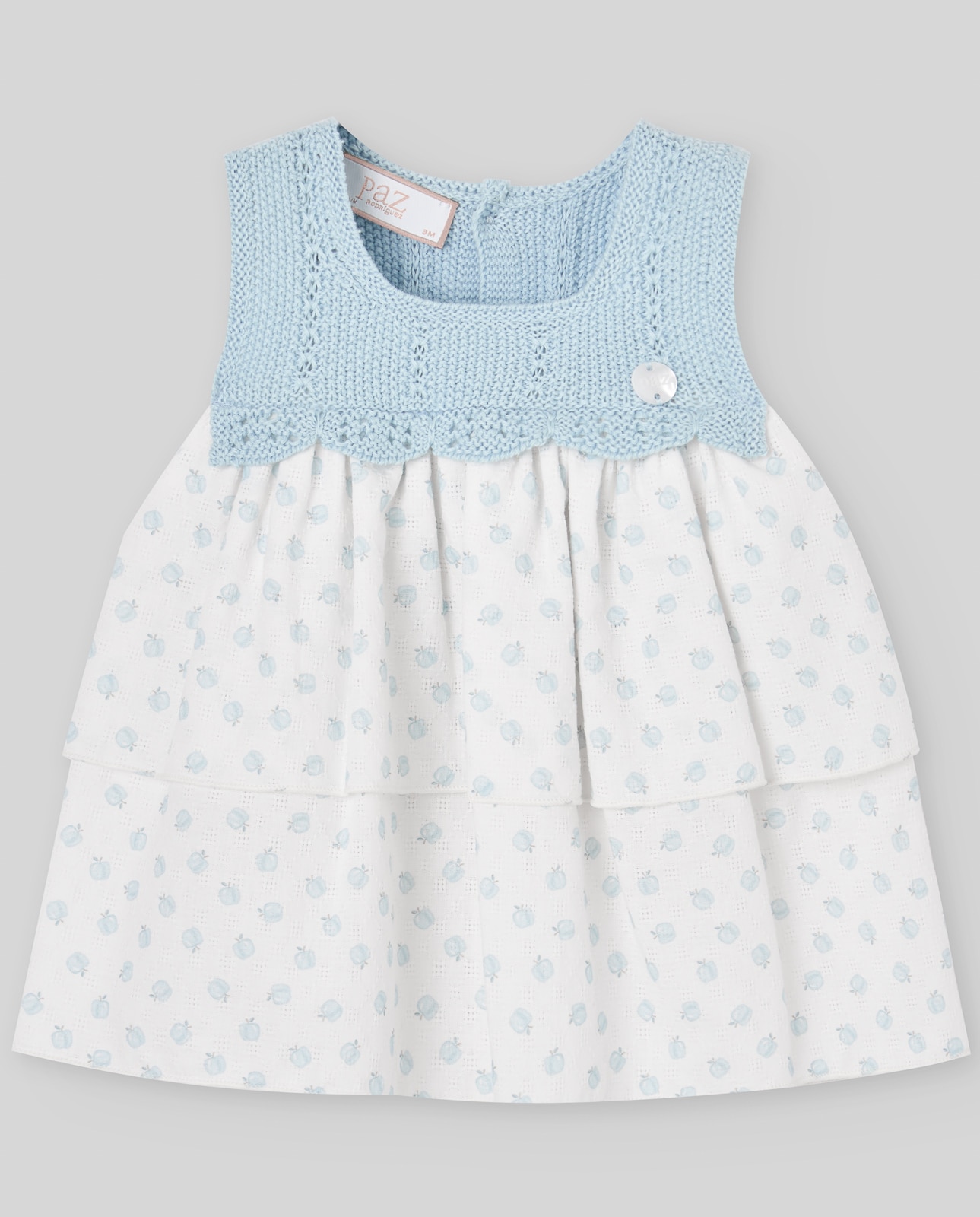 Conjunto de Vestido Curto com Cueca para Bebé Coleção Eden PAZ Rodríguez Azul-claro-2