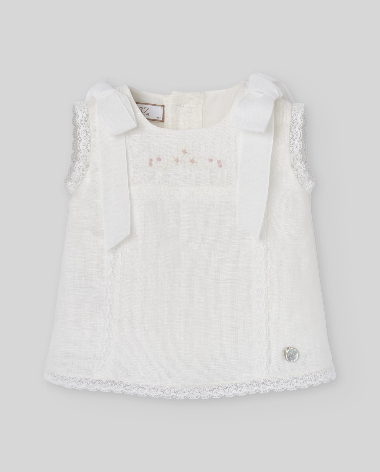 Conjunto de Vestido Curto com Braga para Bebé Coleção Alegra PAZ Rodríguez Cru-2