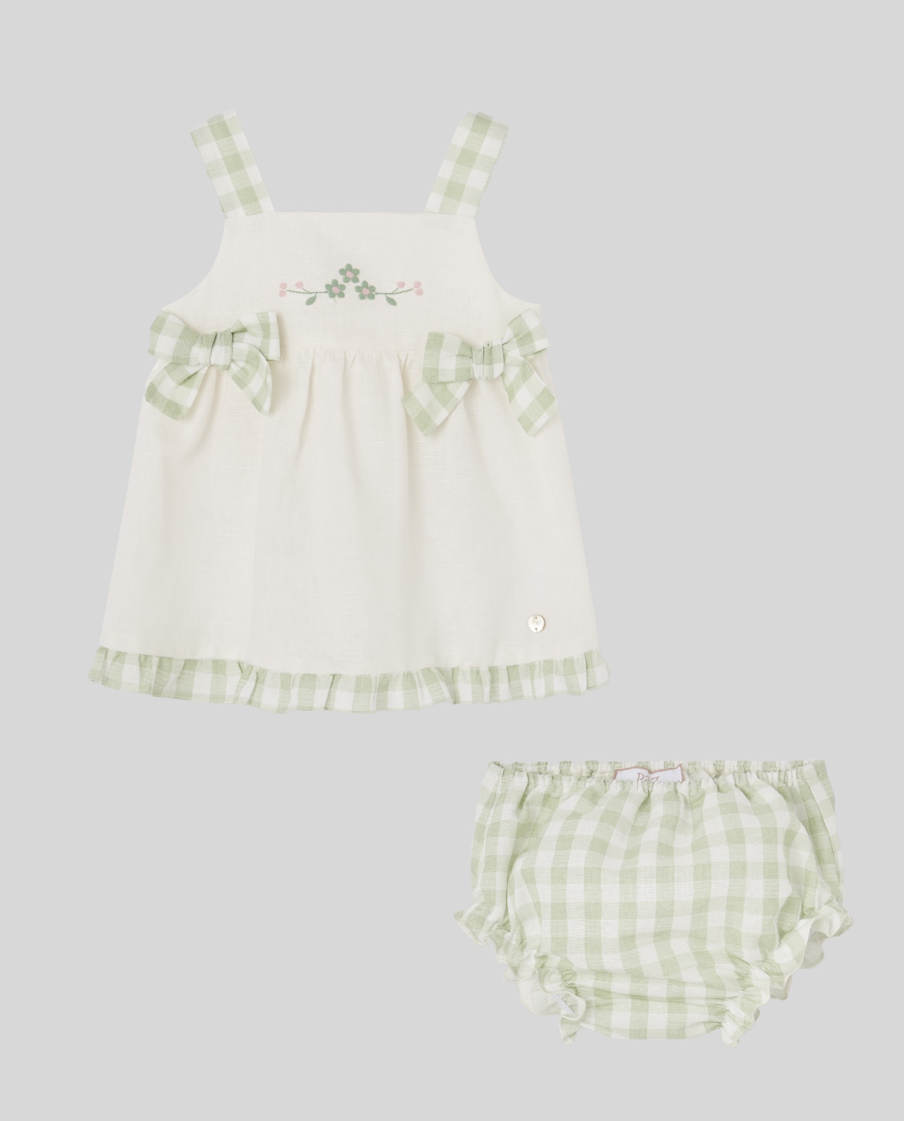 Conjunto de Vestido Curto com Cueca para Bebé Coleção Frescura PAZ Rodríguez Cru-1