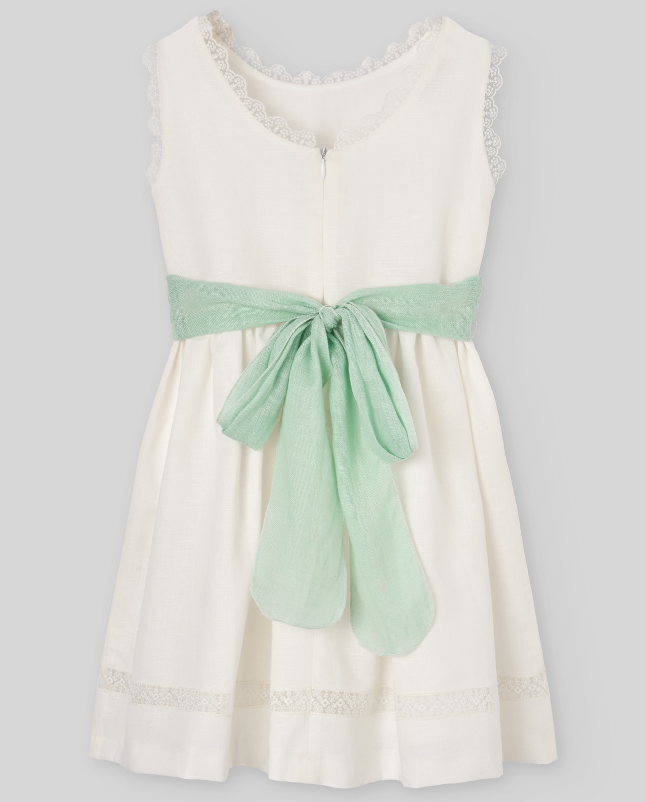 Vestido Infantil com Tira de Linho Coleção Cerimónia Branco-2