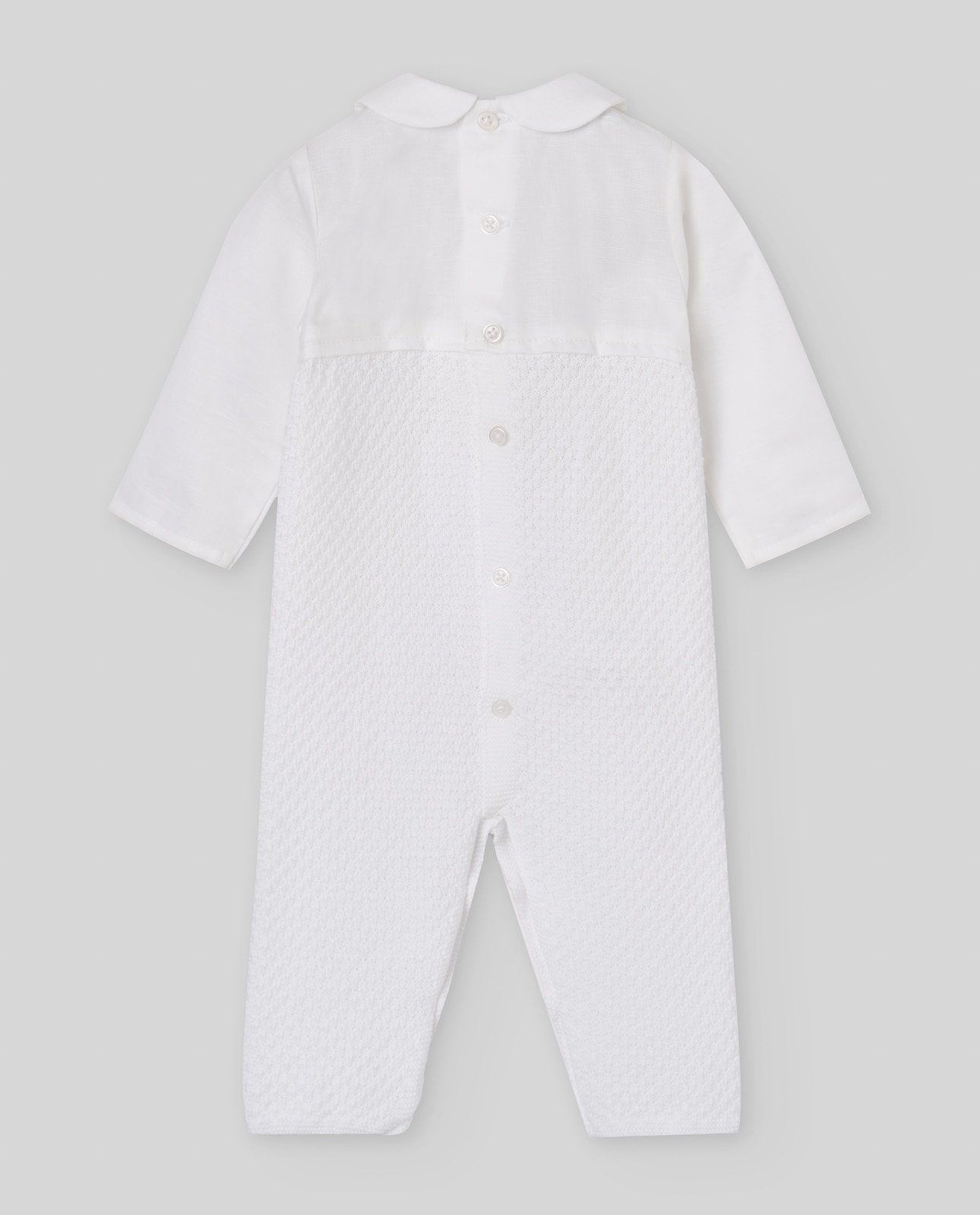 Babygrow para Bebé com Malha e Tecido Coleção Espuma Branco-2