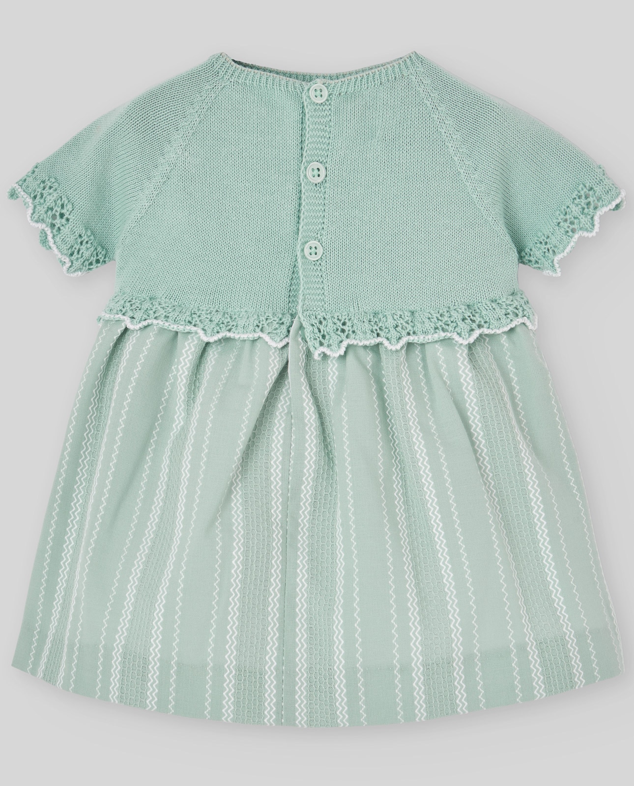 Vestido para Bebé com Malha e Tecido Coleção Cauce Verde-claro-2
