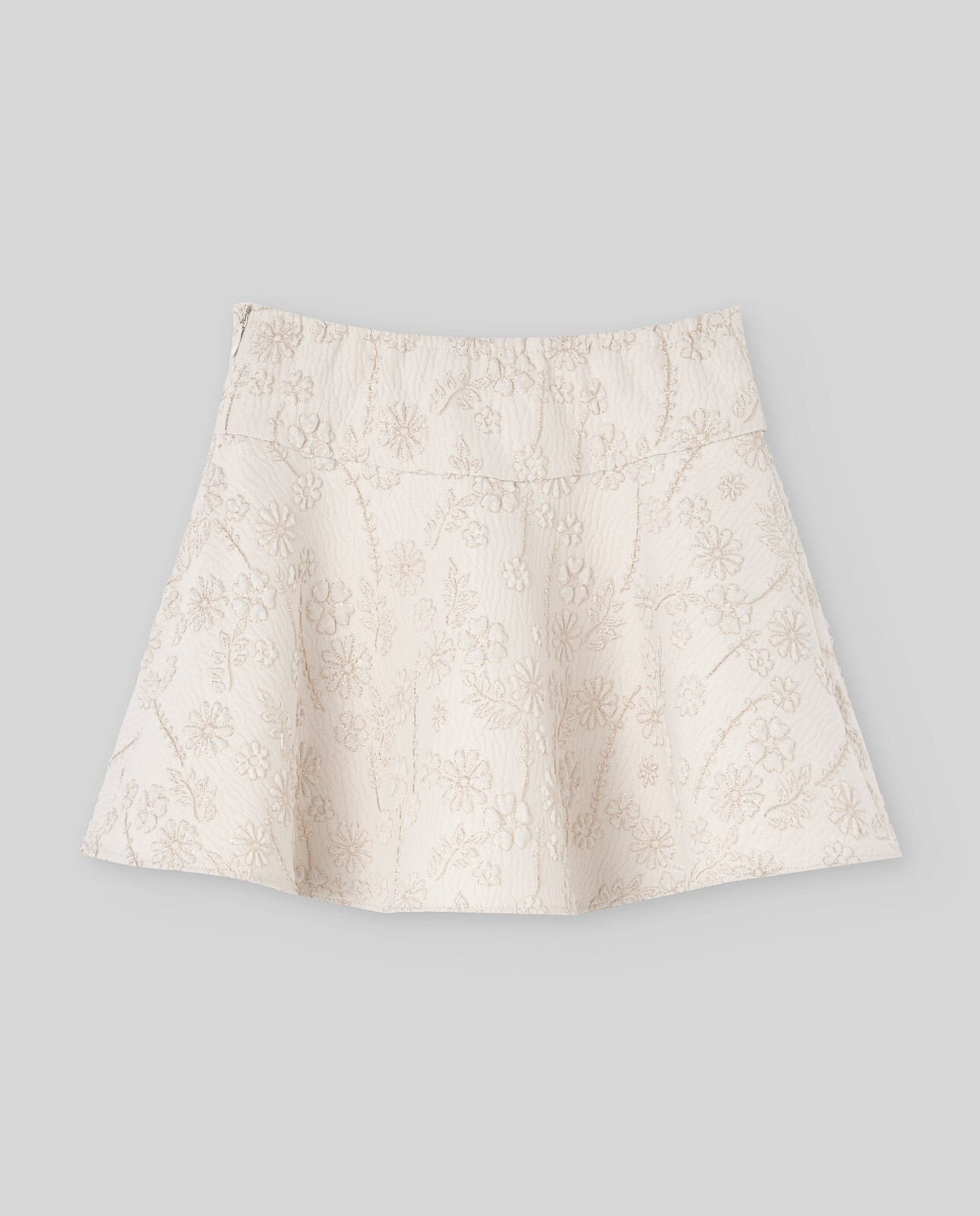 Saia Infantil com Jacquard Floral Coleção Cerimónia Cru-2