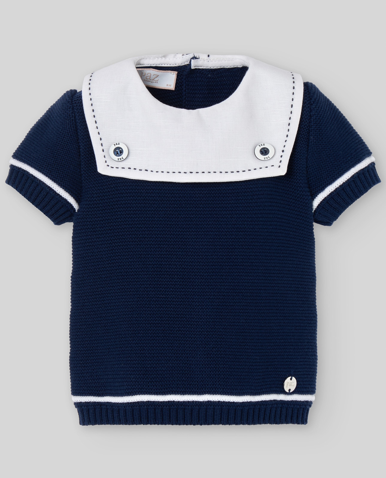 Camisola para Bebé de Estilo Marinheiro Coleção Eslora PAZ Rodríguez Azul-marinho / Rosa-1