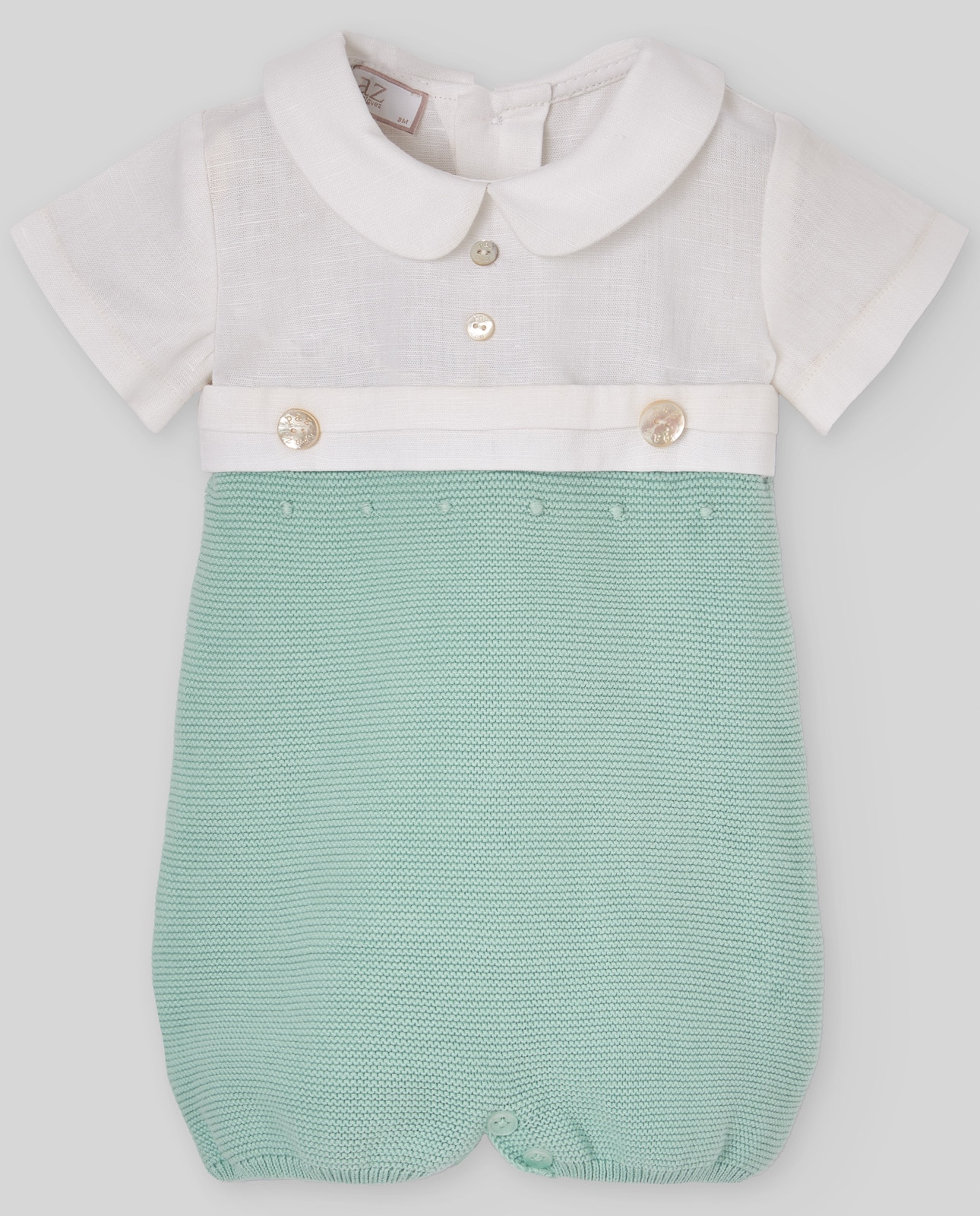 Babygrow para Bebé de Malha e Tecido Coleção Cauce Verde Água-1
