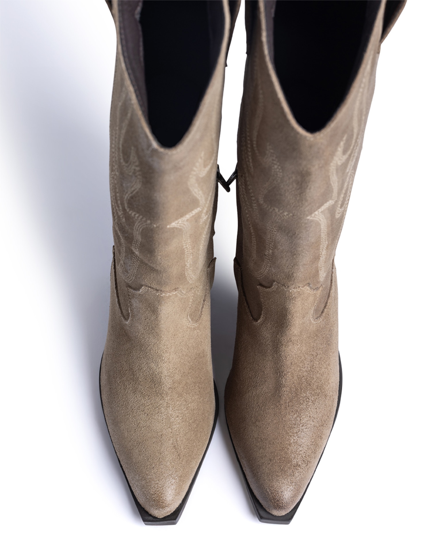 Botas Cowboy de Pele Castanho-2
