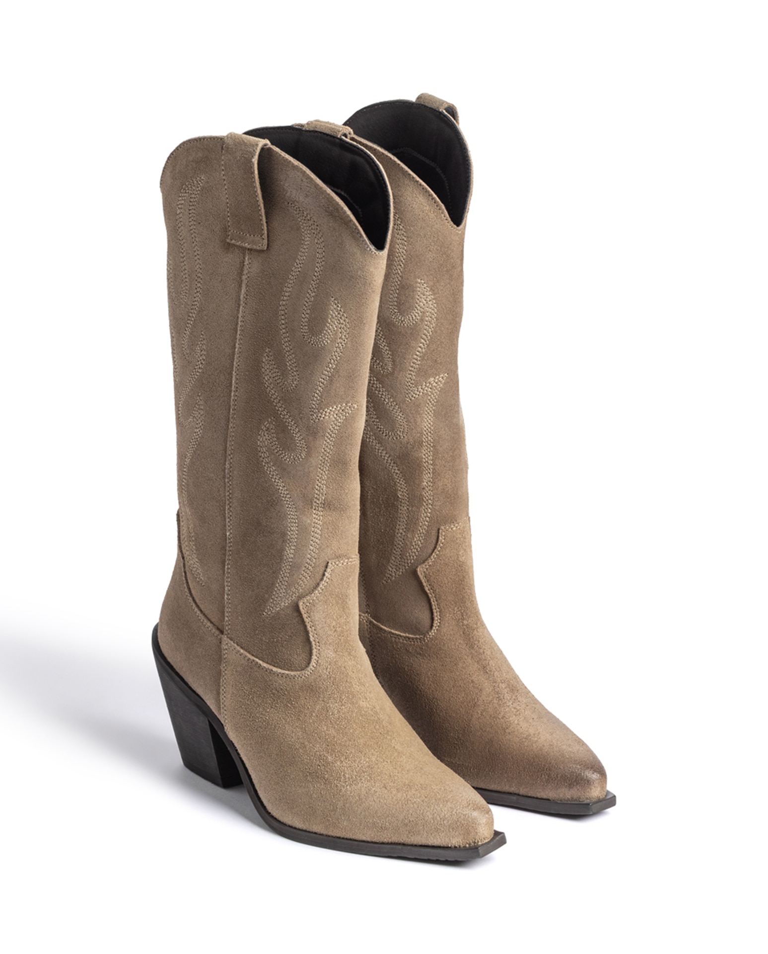 Botas Cowboy de Pele Castanho-3