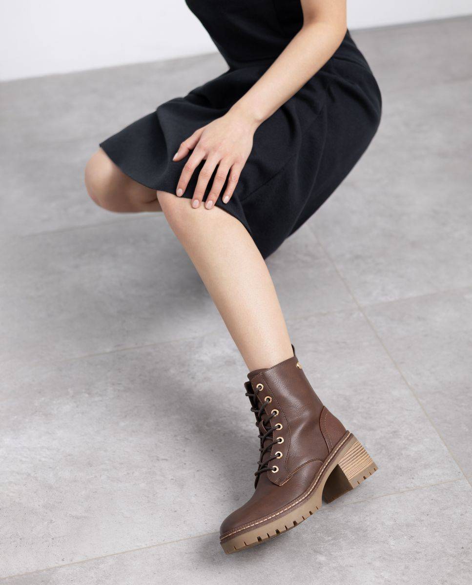 Botins Militar com Salto Largo Castanho-2