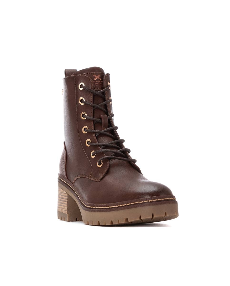 Botins Militar com Salto Largo Castanho-3