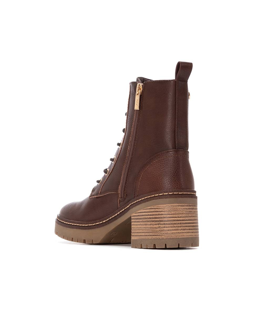 Botins Militar com Salto Largo Castanho-4