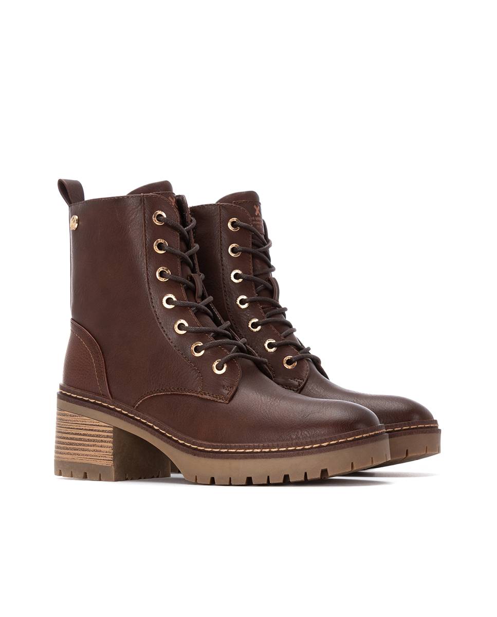 Botins Militar com Salto Largo Castanho-5