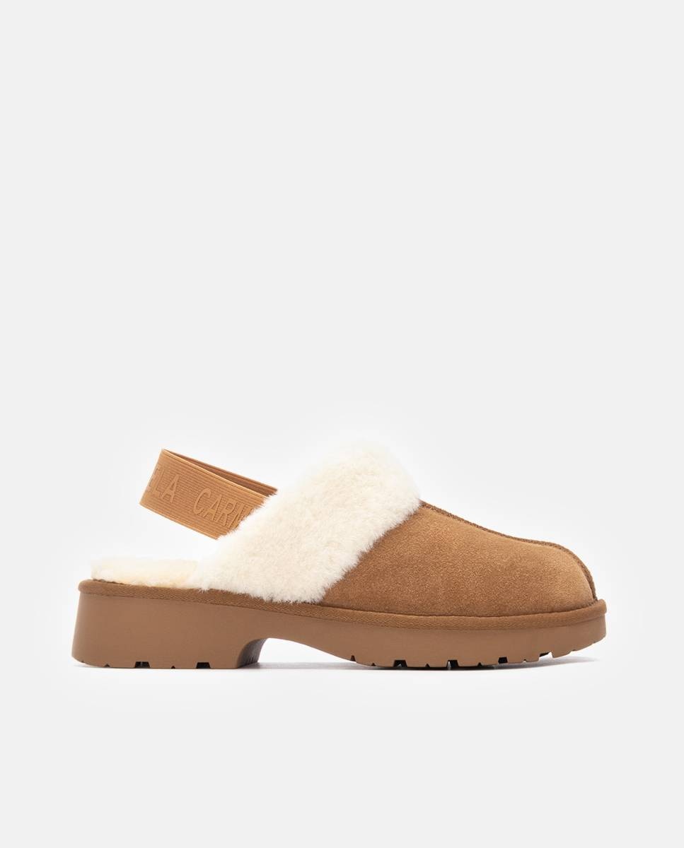 Pantufas de Pele Estilo Australiana Castanho-1