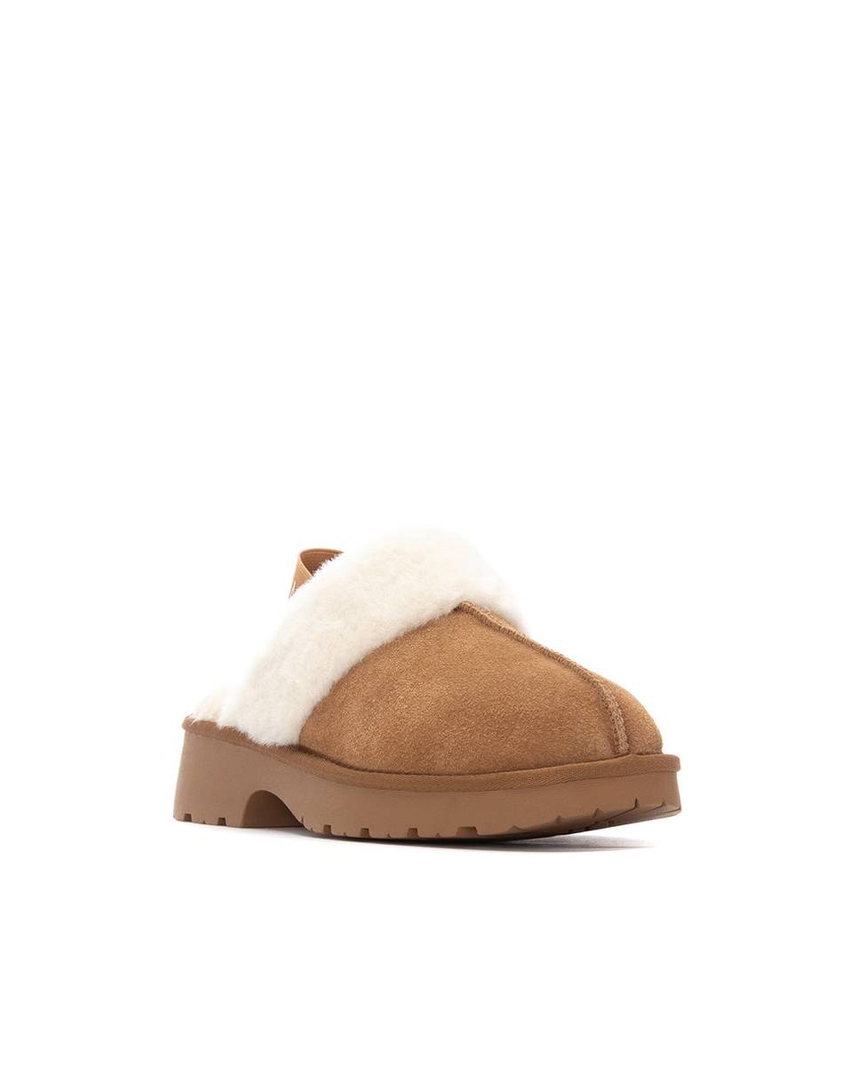 Pantufas de Pele Estilo Australiana Castanho-3