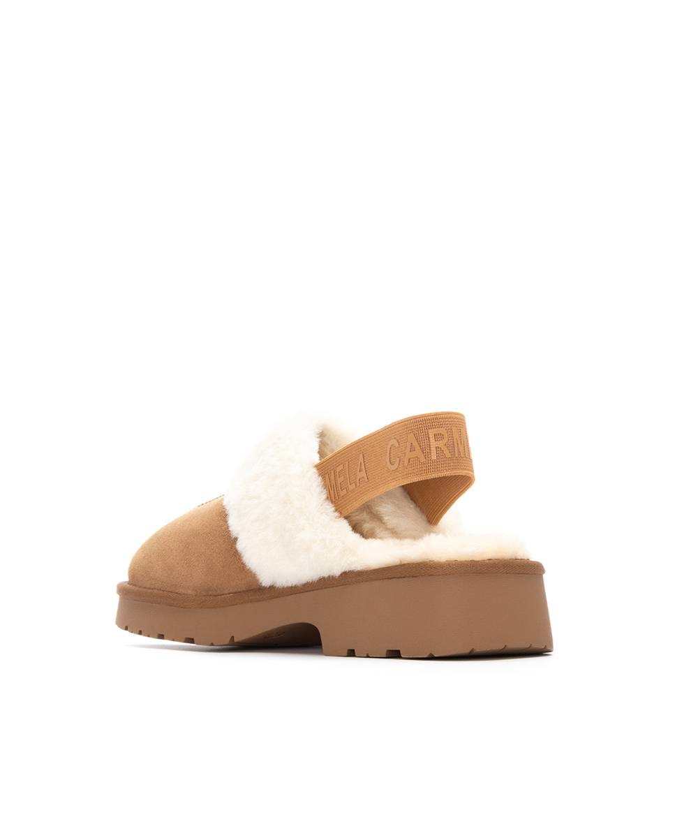 Pantufas de Pele Estilo Australiana Castanho-4