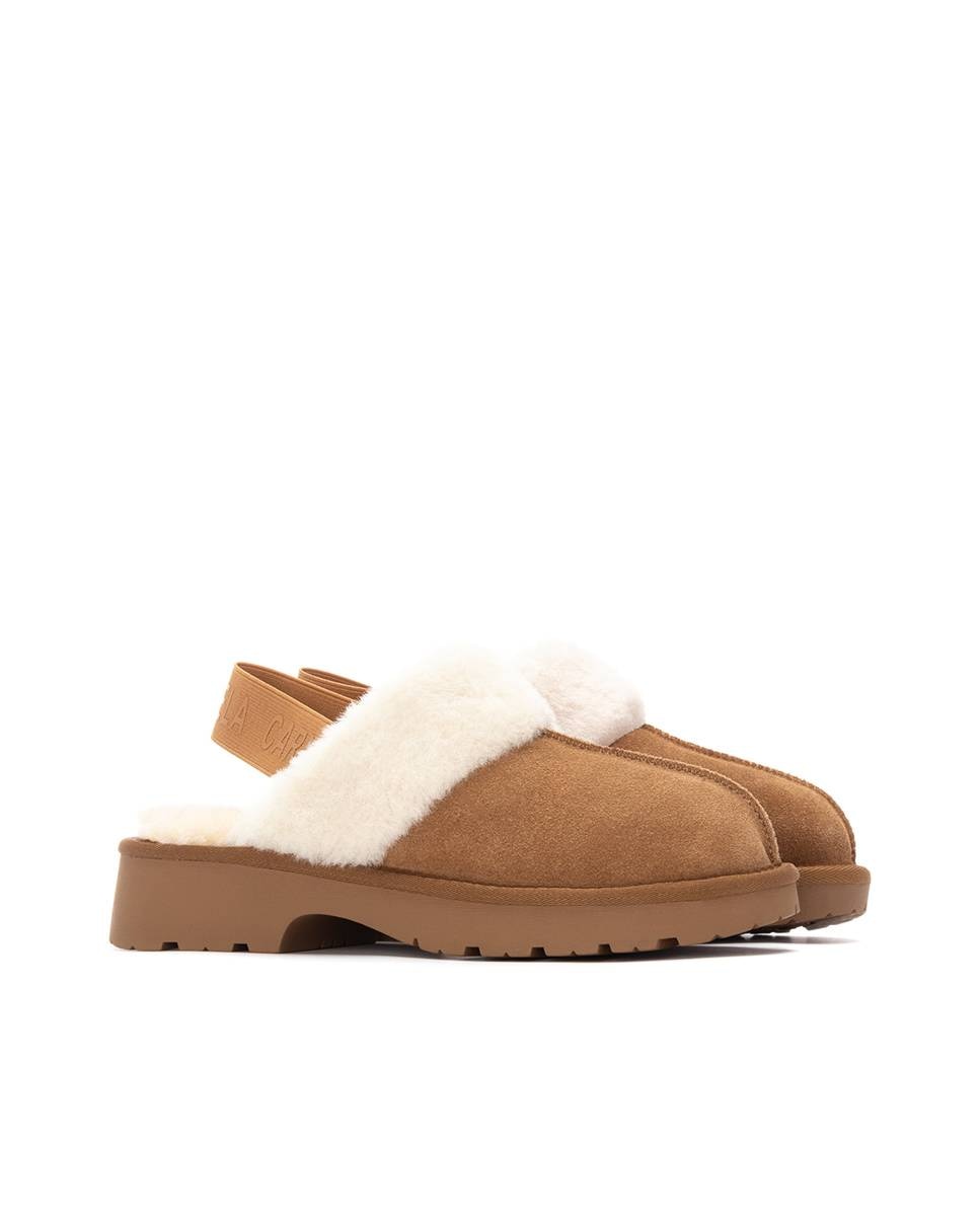 Pantufas de Pele Estilo Australiana Castanho-5