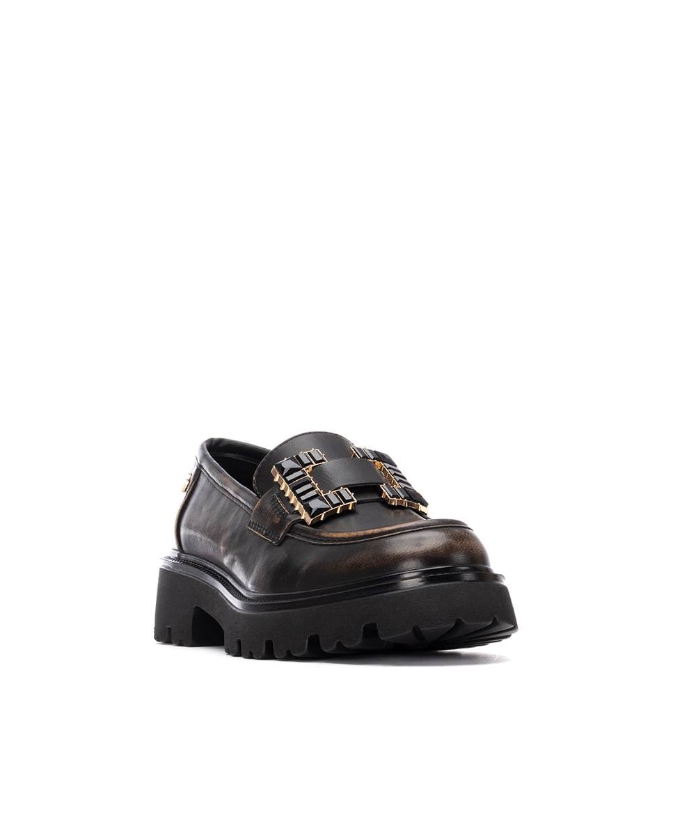 Mocassins Rasos com Fivela Ouro-3