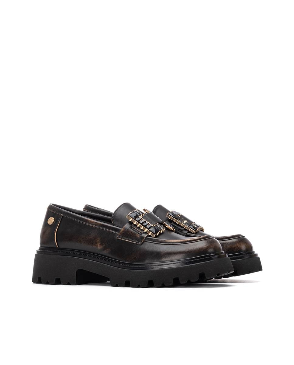 Mocassins Rasos com Fivela Ouro-5