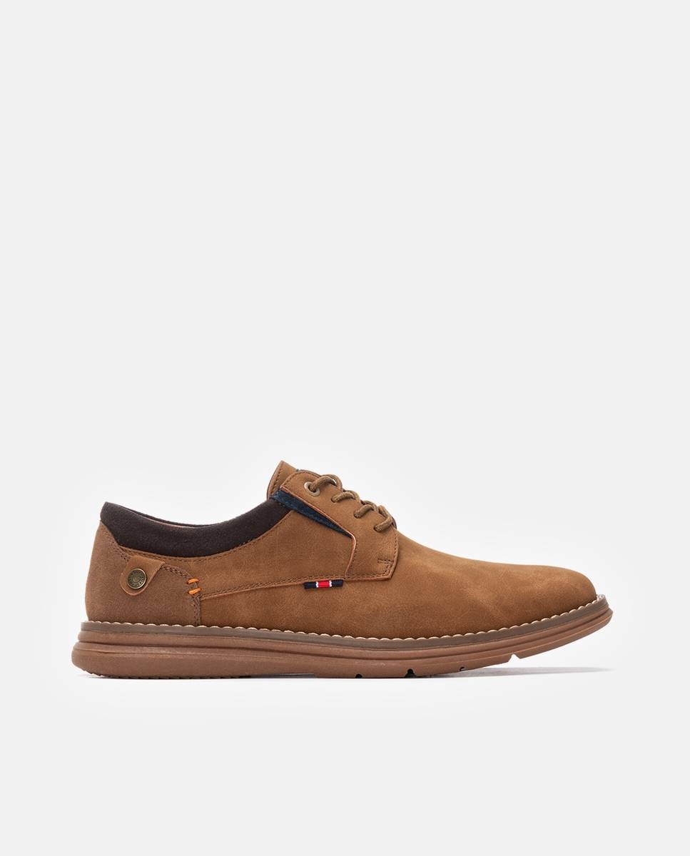 Sapatos de Cordões com Sola de Borracha Castanho-1