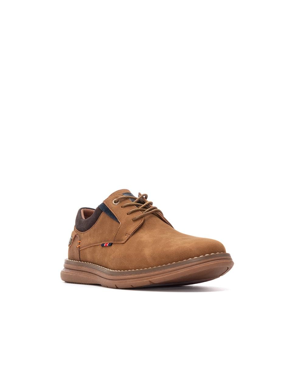 Sapatos de Cordões com Sola de Borracha Castanho-2