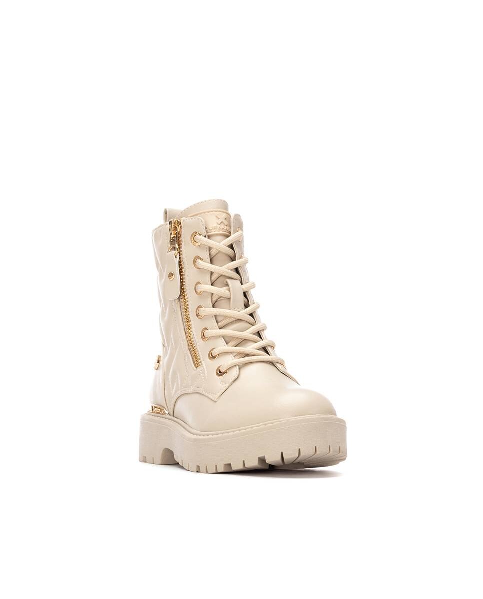 Botins Infantil com Atacadores Bege-2