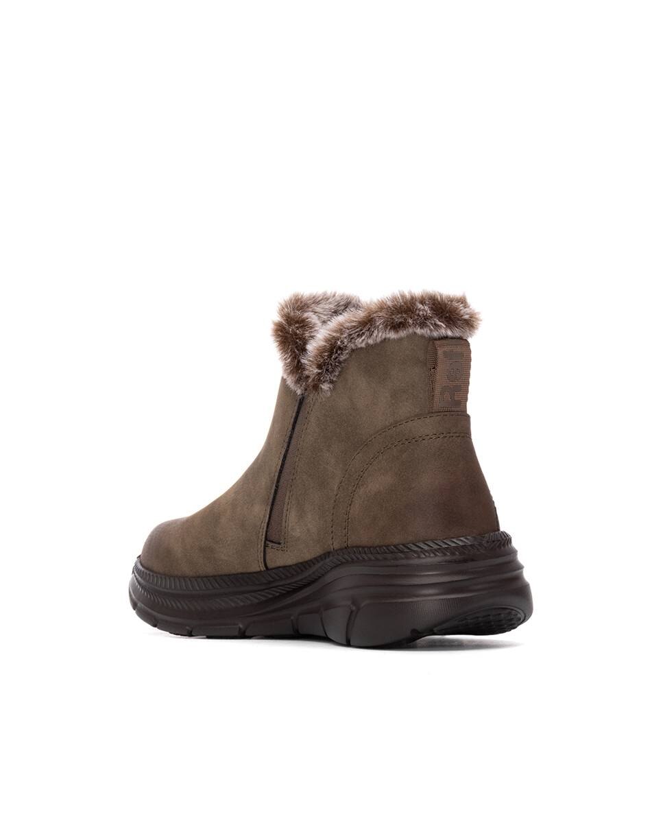Botins com Pelo e Fecho Zip Castanho-4
