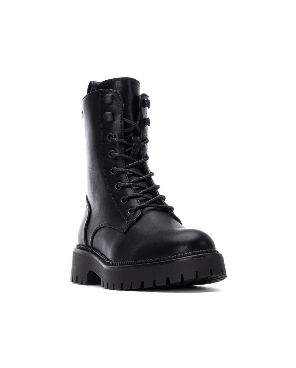 Botins Estilo Militar com Cordões Preto-3