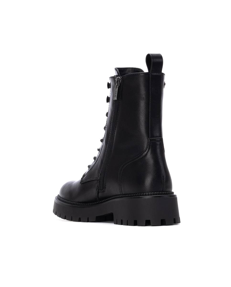 Botins Estilo Militar com Cordões Preto-4