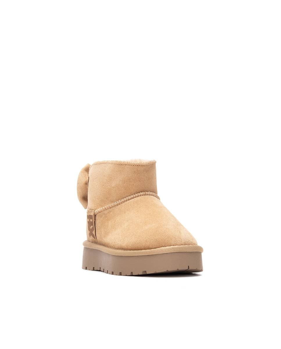 Botins de Cano Baixo Bege-2
