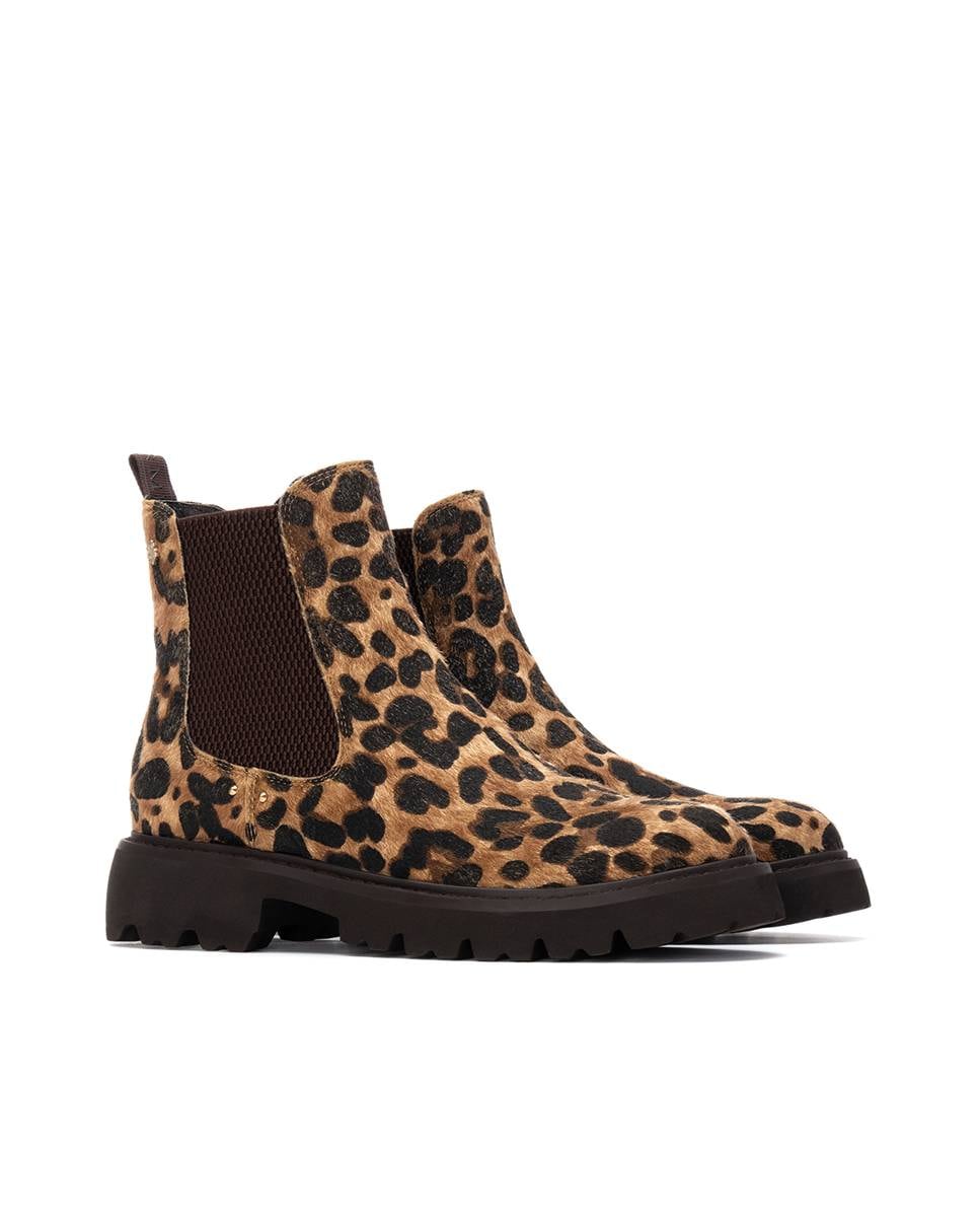 Botins de Pele Estilo Chelsea Castanho-5