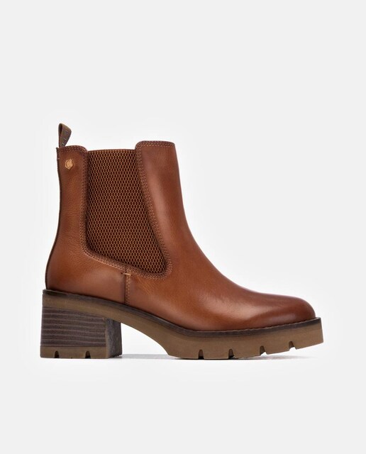 Imagem 0 de Botins de Pele com Elásticos Laterais Estilo Chelsea