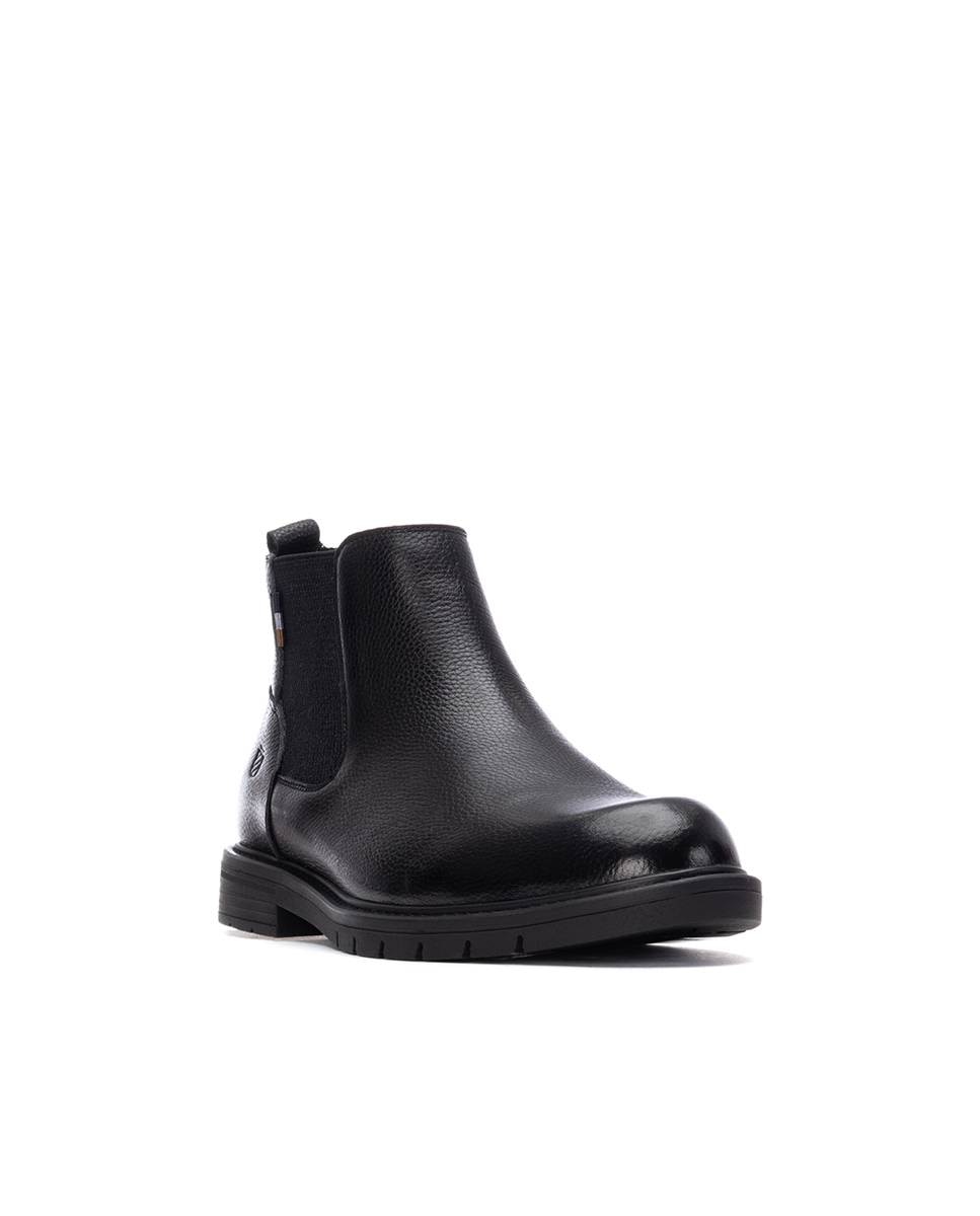Botins de Pele Estilo Chelsea Preto-2