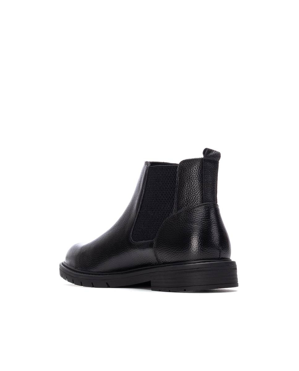 Botins de Pele Estilo Chelsea Preto-3