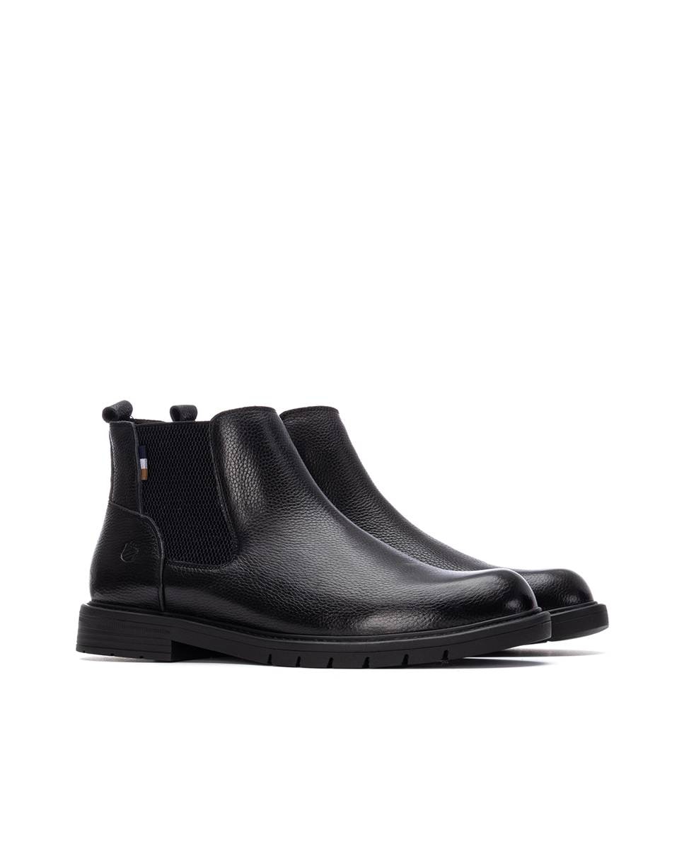 Botins de Pele Estilo Chelsea Preto-4
