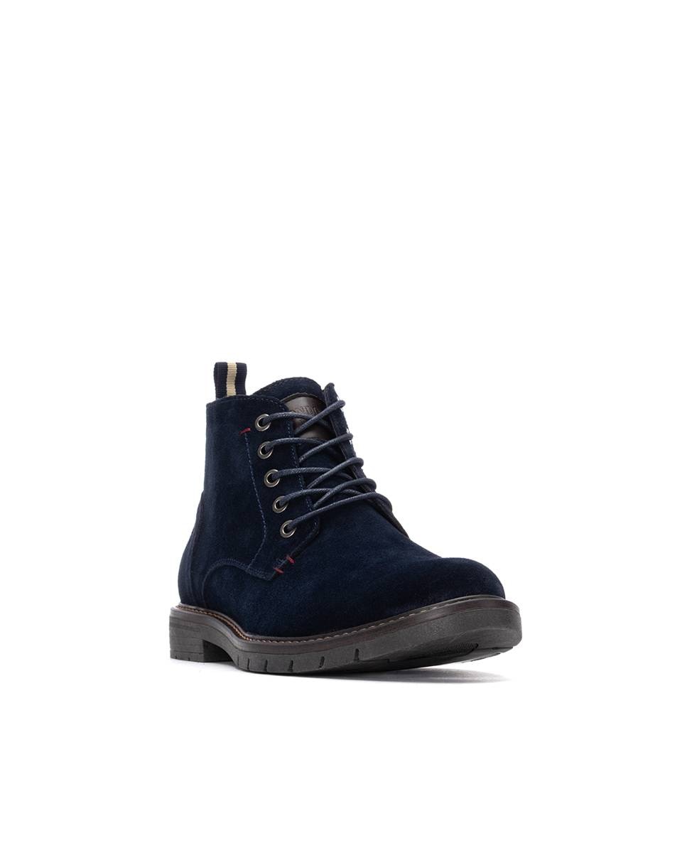 Botins de Pele com Atacadores Azul-2