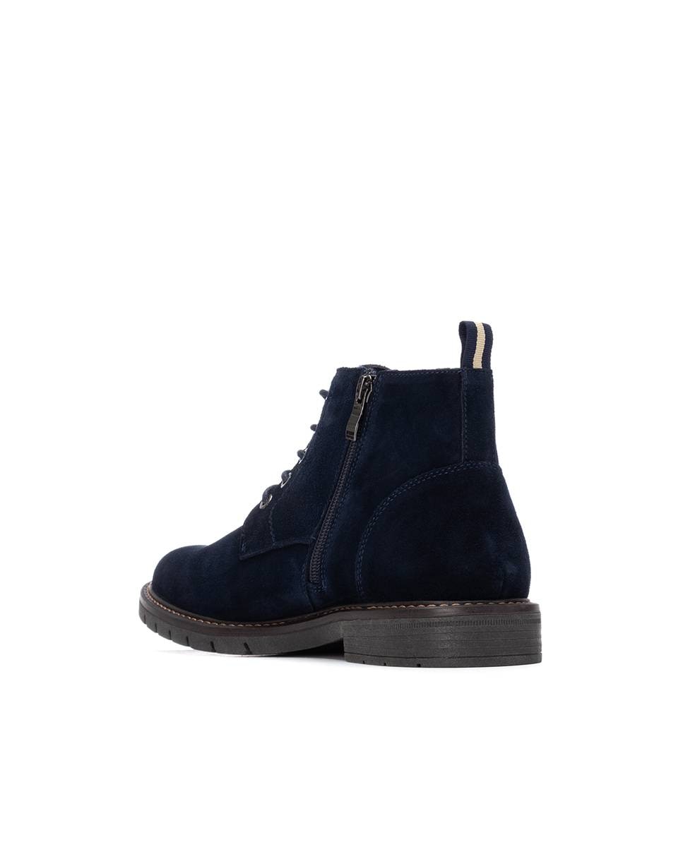 Botins de Pele com Atacadores Azul-3