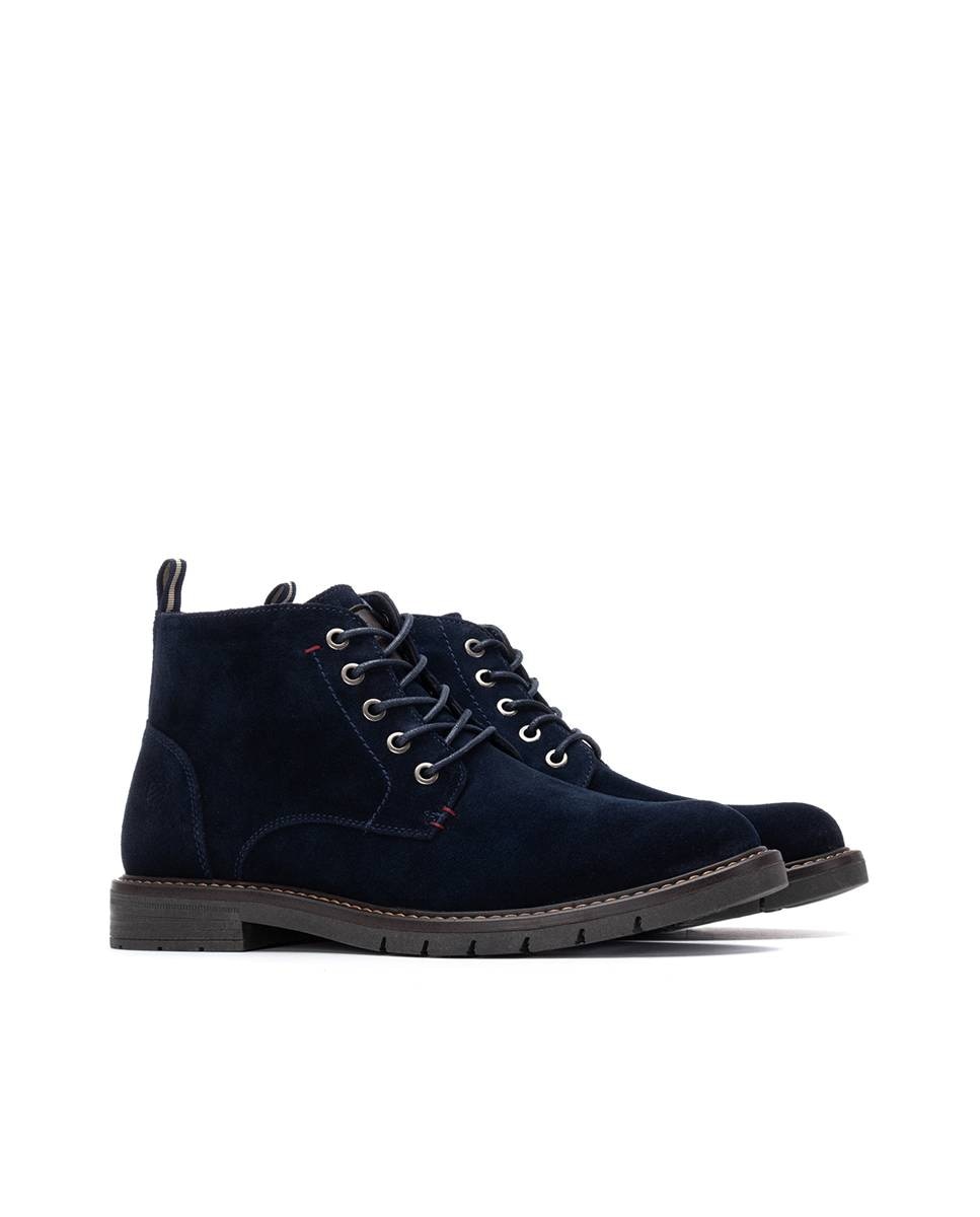 Botins de Pele com Atacadores Azul-4