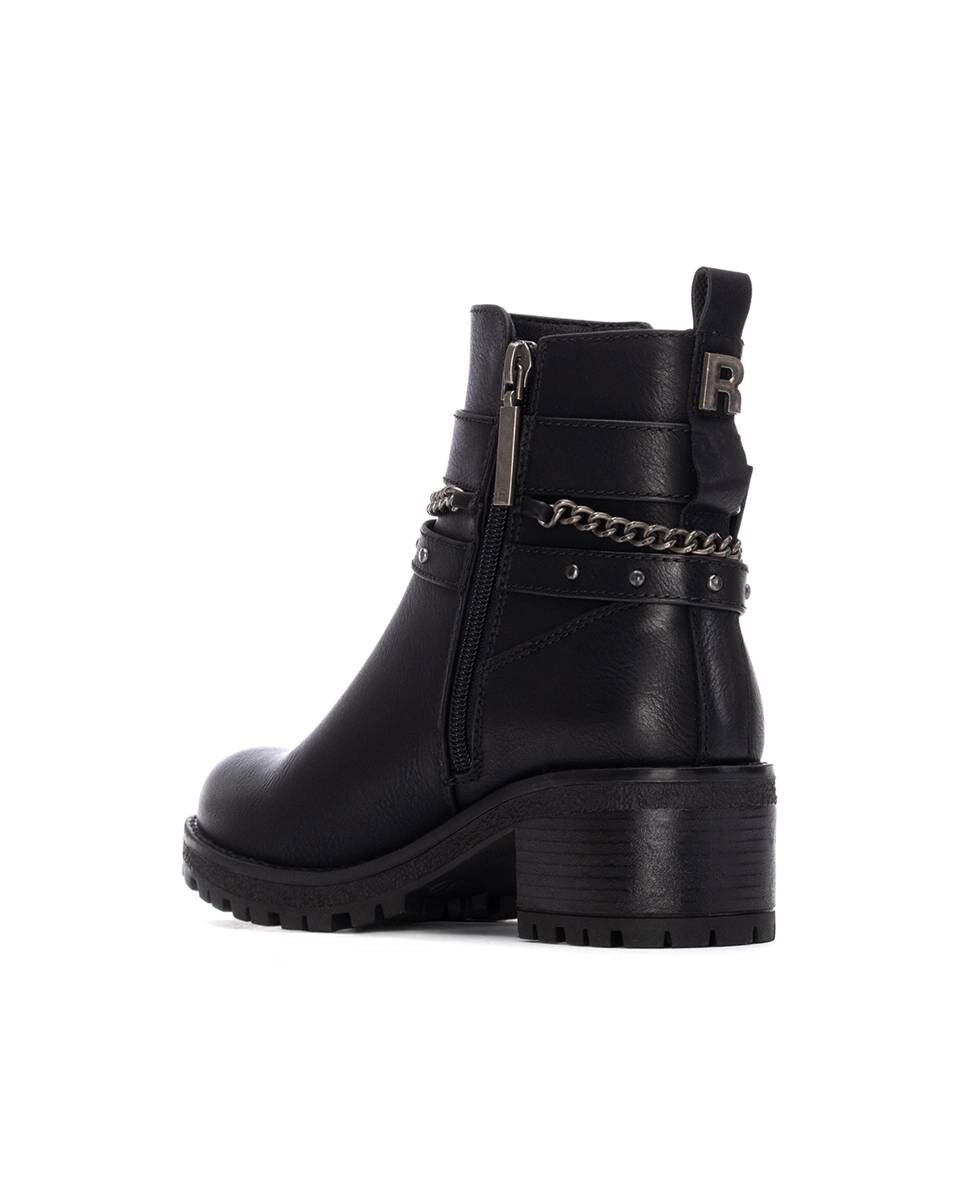 Botins com Fecho Zip Lateral e Tacão Médio Preto-4