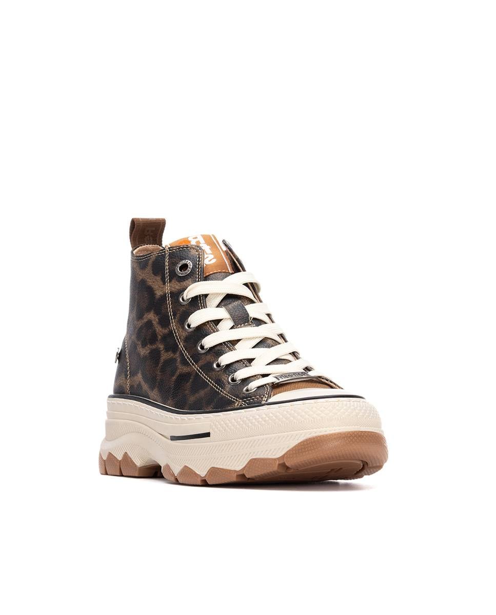 Botins com Fecho Zip e Sola de Borracha Estampado-3