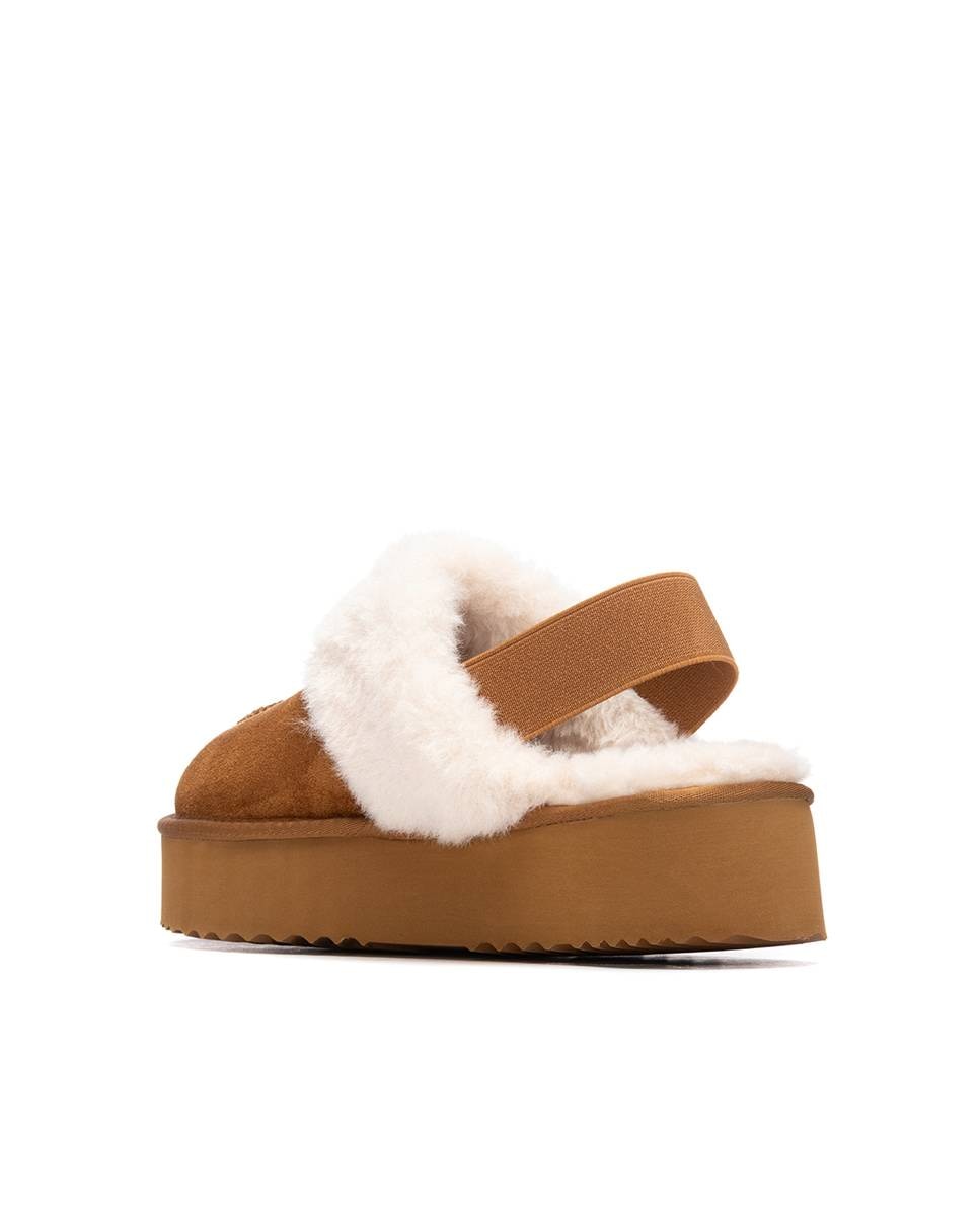Sapatilhas Plataforma com Pelo Estilo Australiano Camel-3
