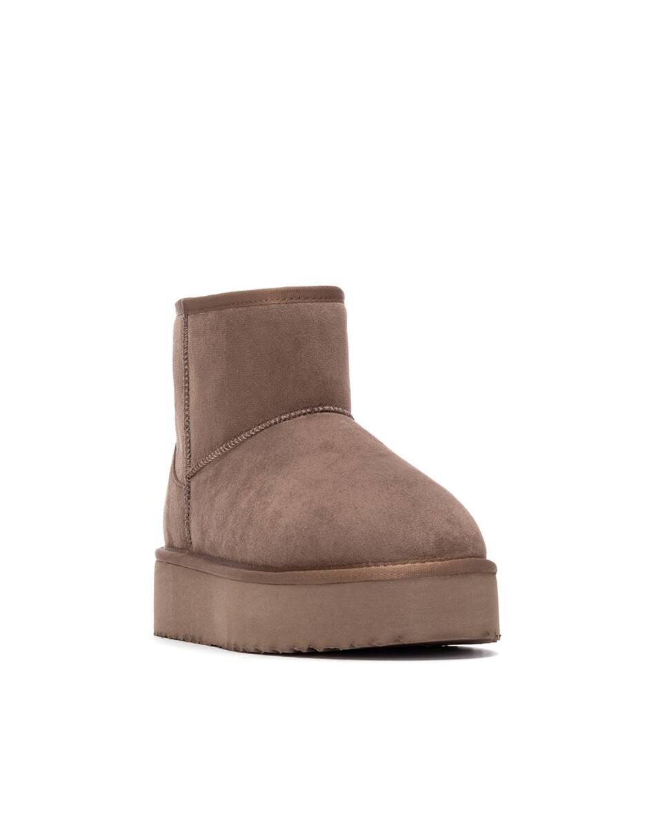 Botins com Pelo Australiano com Plataforma Castanho-2