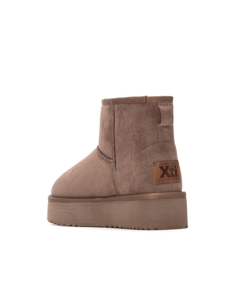Botins com Pelo Australiano com Plataforma Castanho-3