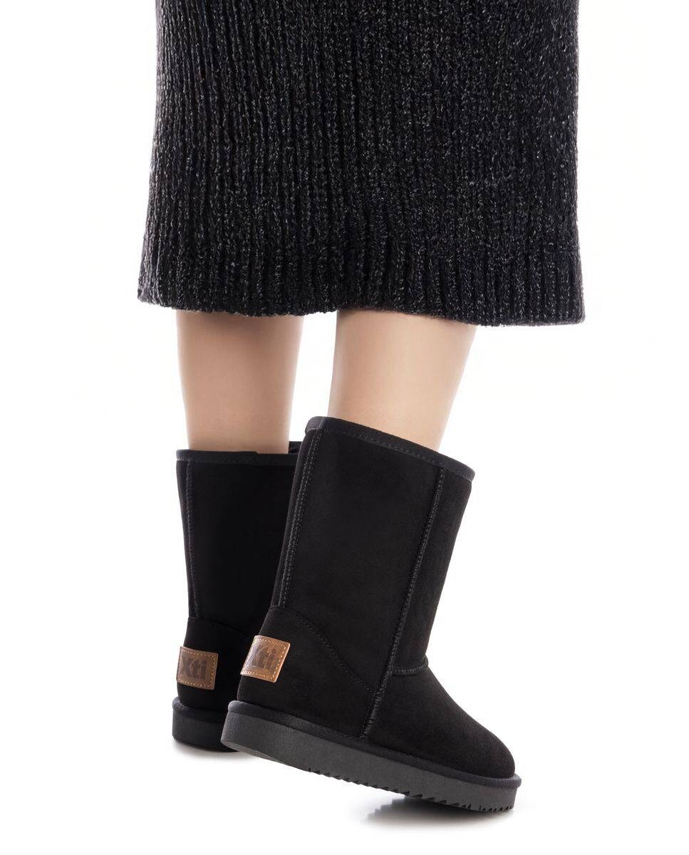 Botins com Pelo Interior Estilo Australiana Preto-2