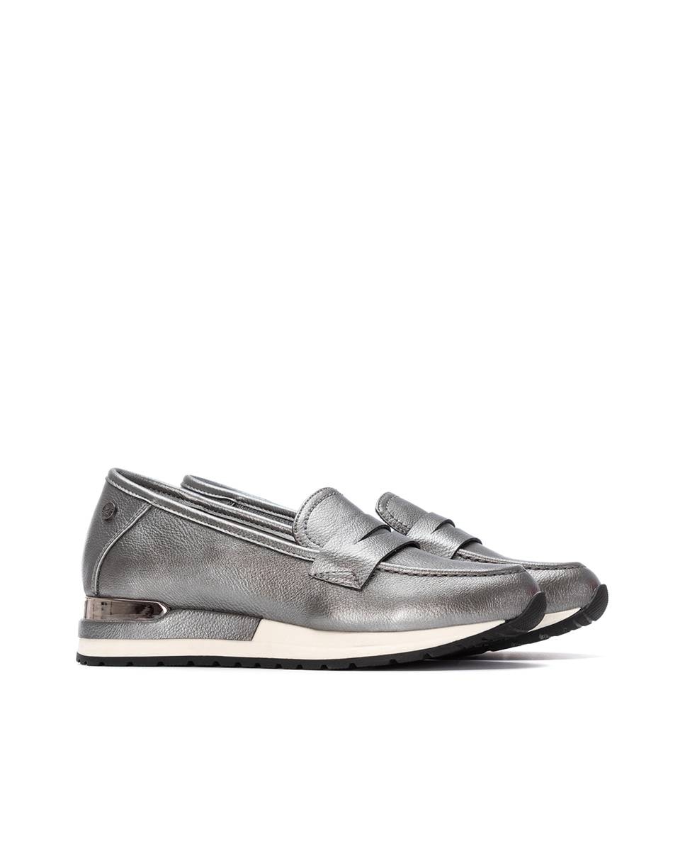 Mocassins Metalizados Cinzento-5