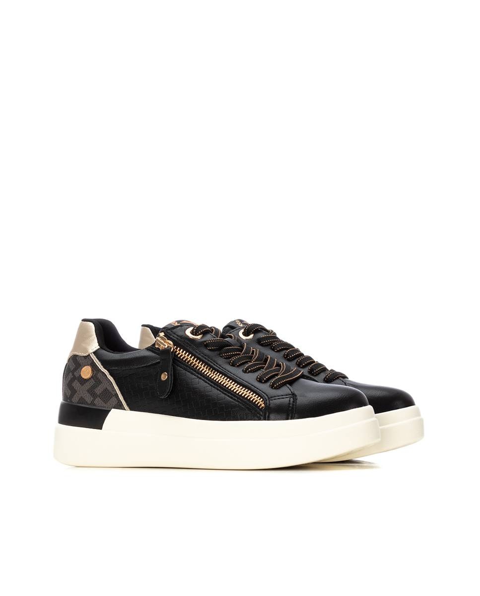 Sapatilhas Desportivas com Atacadores e Fecho Zip Lateral Preto-5